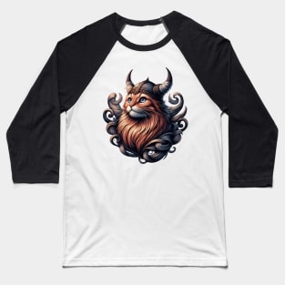 Funny Viking Warrior Cat Norse Mythology Anime Portrait Baseball T-Shirt